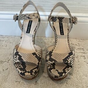Alice and Olivia snake print platform wedges, size 36/6